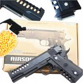 PISTOLET NA KULKI METALOWY KRÓTKI SOLIDNA ZABAWKA PISTOLETY ZESTAW GRANAT
