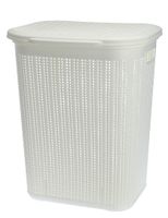 Kosz na brudną bieliznę pranie WILLOW 50 l biały sweterkowy ażurowy wzór