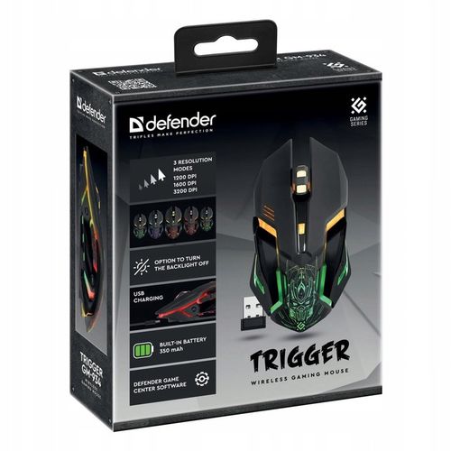 Mysz bezprzewodowa Defender TRIGGER GM-934 czarna optyczna 3200DPI na Arena.pl