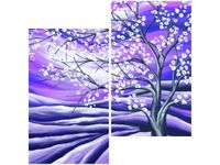 60X60CM KWITNĄCE DRZEWO NOCĄ DWU OBRAZ ŚCIAN