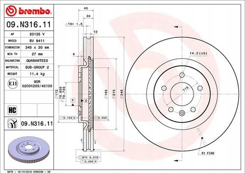 TARCZA HAM PRZOD 345X30 V BREMBO na Arena.pl