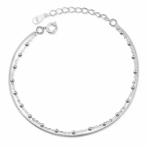 BRANSOLETKA SREBRNA DAMSKA, BRANSOLETKA CELEBRYTKA REGULOWANA KULKI NA RĘKĘ na Arena.pl