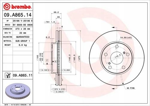 TARCZA HAM PRZOD 273X26 V BREMBO na Arena.pl