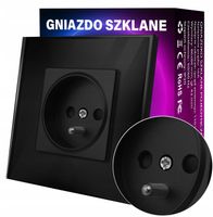Gniazdo Gniazdko Szklane z Bolcem Czarne Pojedyncze Kontakt Szklany