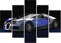 105CM 150CM OBRAZ 5 ELEM BŁĘKITNE BUGATTI VEYRON DRUK