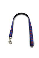 A-503 PEJCZ PODWÓJNA, KRÓTKA SMYCZ DLA PSA TAŚMA ŁAPKI 25mm/80cm Kolor - łapki niebieski