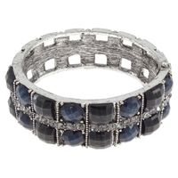 Metalowa sztywna bransoletka z kamieniami