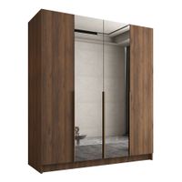 Szafa SANTI II 200 cm z lustrem-pojemna garderoba-ORZECH WARMIA+ZŁOTY