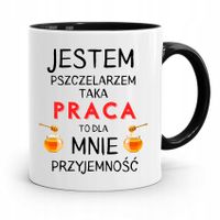 Kubek Czarny Pszczelarza Taka Praca To Przyjemność Z Nadrukiem Ze Zdjęciem