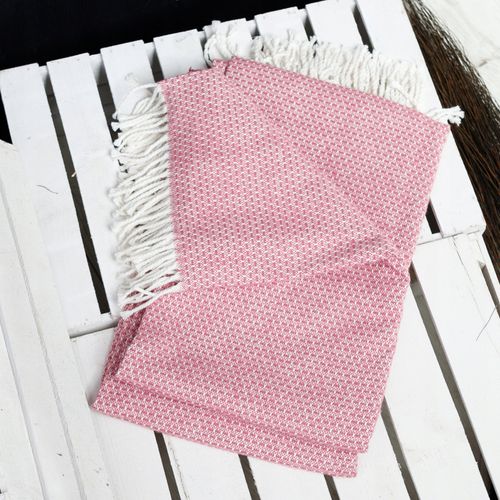 koc bawełniany 150x200 scotch przeplatany czerwony na Arena.pl