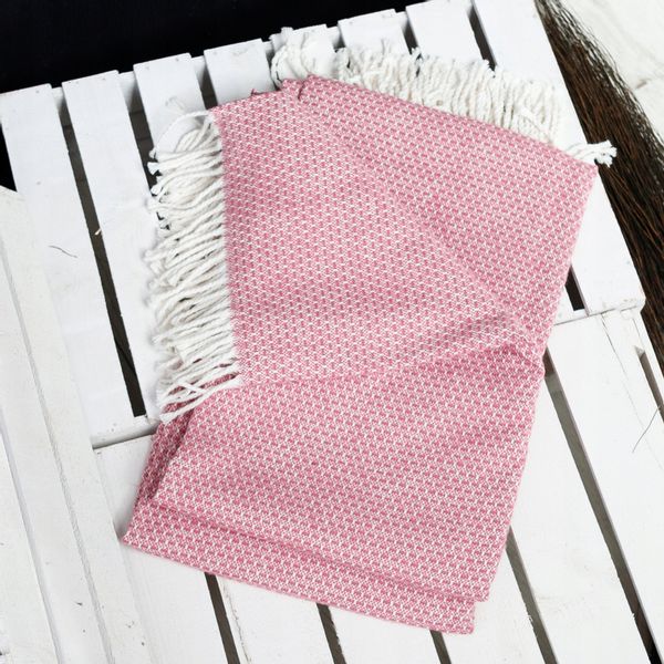 koc bawełniany 150x200 scotch przeplatany czerwony zdjęcie 4