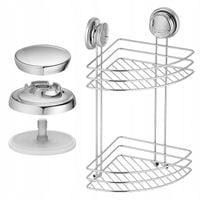 Półka łazienkowa narożna na przyssawki pod prysznic kosmetyki bez