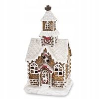 Dekoracja świąteczna LED - chatka z piernika, kościółek LED 15cm PREZENT