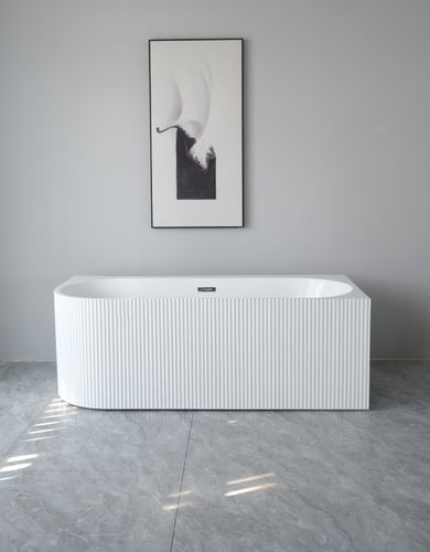 Wanna wolnostojąca przyścienna NAROŻNA PULA PRAWA Prążkowana 170 x 75 x 58 cm biała system przelewowy na Arena.pl