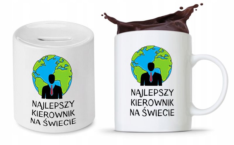 Dla Kierownika Zestaw Kubek + Skarbonka Prezent Z Nadrukiem Ze Zdjęciem zdjęcie 1