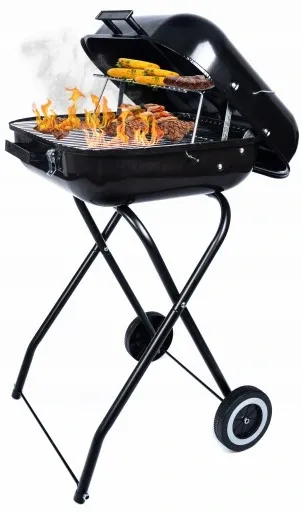 GRILL Węglowy na brykiet Ogrodowy PRZENOŚNY turystyczny WÓZEK POKRYWA zdjęcie 8