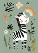 Plakat 13x18cm Wzory dla Dzieci, Dziewczynki i Chłopca - Zebra
