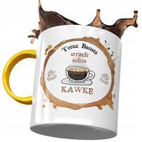 Kubek Żółty Dla Basisty Strzeli Sobie Kawkę Z Nadrukiem Ze Zdjęciem