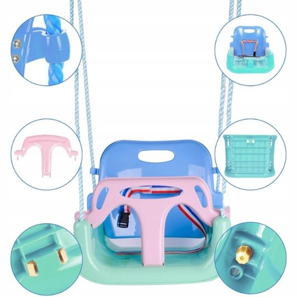 Huśtawka Ogrodowa Modułowa domowa dla Dzieci 3w1 Mocna na Linach Bezpieczna zdjęcie 8