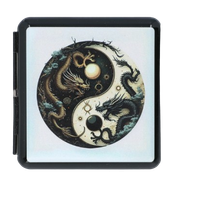 Metalowa Papierośnica z Nadrukiem Chińskich Smoków Feng Shui na Prezent