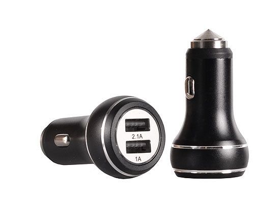 Samochodowa Ładowarka TEL1 ALUMINIOWA - 2xUSB - 3,1A - CZARNY zdjęcie 1