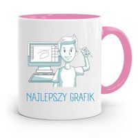 Kubek Różowy Dla Najlepszego Grafika Na Świecie! Z Nadrukiem Ze Zdjęciem