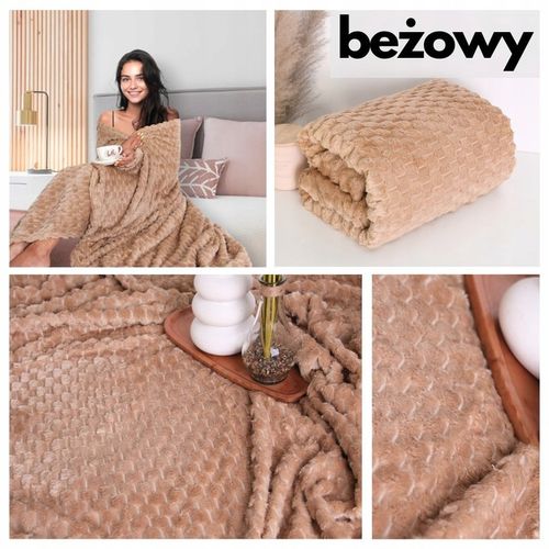 GRUBY KOC WYTŁACZANY 200X220 NARZUTA NA ŁÓŻKO NA KANAPE NA NAROŻNIK PLED na Arena.pl