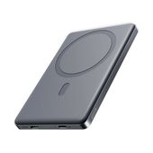 powerbank 5000mah usb-c 20w pd i ładowaniem indukcyjnym 15w - szary