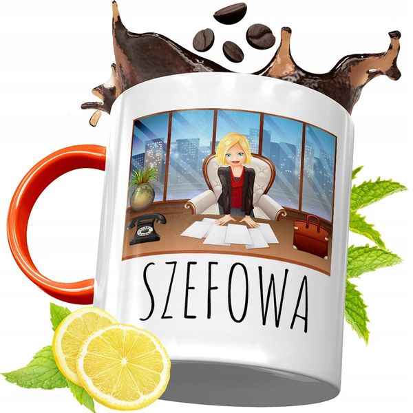 Kubek Pomarańczowy Dla Szefa Prezent Z Nadrukiem Ze Zdjęciem zdjęcie 1