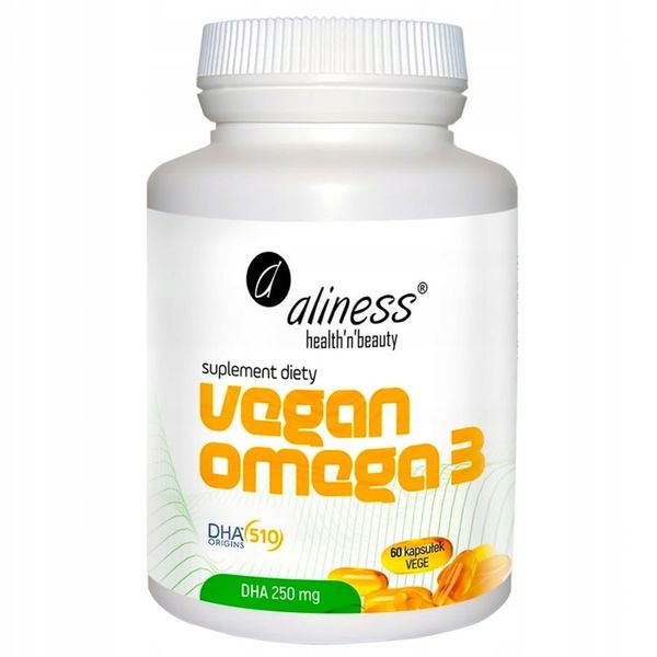 VEGAN OMEGA 3 DHA 250MG 60 KAP DHA Z ALG ROŚLIN zdjęcie 2