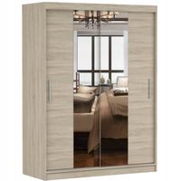 Szafa przesuwna VISTA 01 150x61 SONOMA/SONOMA+LUSTRO półki PRODUCENT