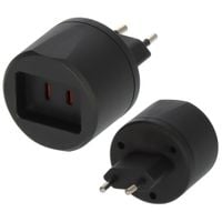 Adapter podróżny USA Kanada Japonia na Polskę Euro, Typ A do C czarny mat