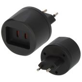 Adapter podróżny USA Kanada Japonia na Polskę Euro, Typ A do C czarny mat