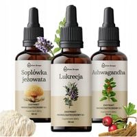 SOPLÓWKA JEŻOWATA ASHWAGNDHA LUKRECJA EKSTRAKT ADAPTOGENY 3 x 50ML Krople
