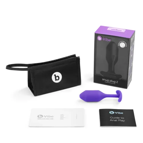 b-vibe snug plug 2 purple - anatomiczny model silikonowy, rozmiar m na Arena.pl