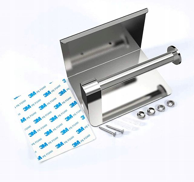 Uchwyt Na Papier Loft Toaletowy Z Półką Srebrny Wc zdjęcie 8