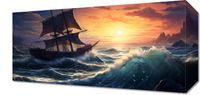 Obraz 40x20cm Wzburzone Fale Oceanicznej Przeprawy
