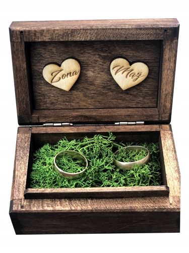 DREWNIANE PUDEŁKO NA OBRĄCZKI BRĄZOWE MECH ŚLUB na Arena.pl