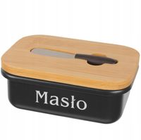 MASELNICZKA CZARNA MASELNICA Z POKRYWKA I NOŻYKIEM CZARNY