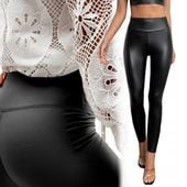 LEGGINSY SKÓRZANE WOSKOWANE MODELUJĄCE SLIM #L/XL
