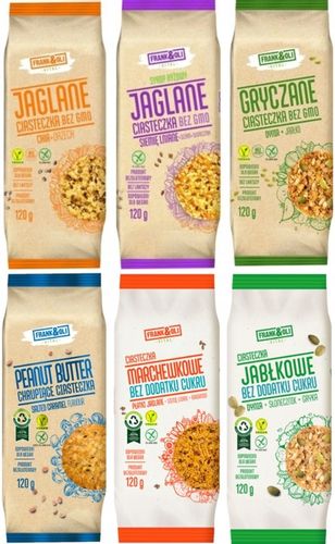 6x FRANK&OLI CIASTECZKA CHRUPIĄCE 120G MIX WSZYSTKICH SMAKÓW KARMEL JABŁKO na Arena.pl