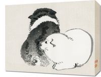 Obraz 50x40cm Black and White Puppies, Kōno Bairei Vintage do Salonu
