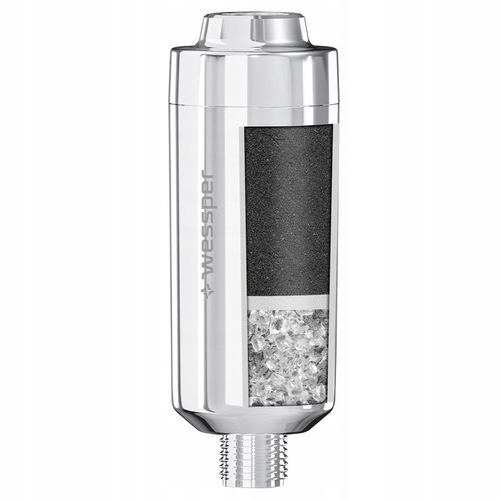 Filtr prysznicowy wkład do twardej wody srebrny chrom bez BPA na Arena.pl