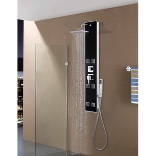 Panel Prysznicowy, Szkło, 18 X 42,1 X 120 Cm, Czarny