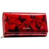 PETERSON portfel damski skórzany lakierowany z motylami P168 czerwony