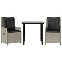 3-cz. zestaw mebli ogrodowych z poduszkami, szary rattan PE