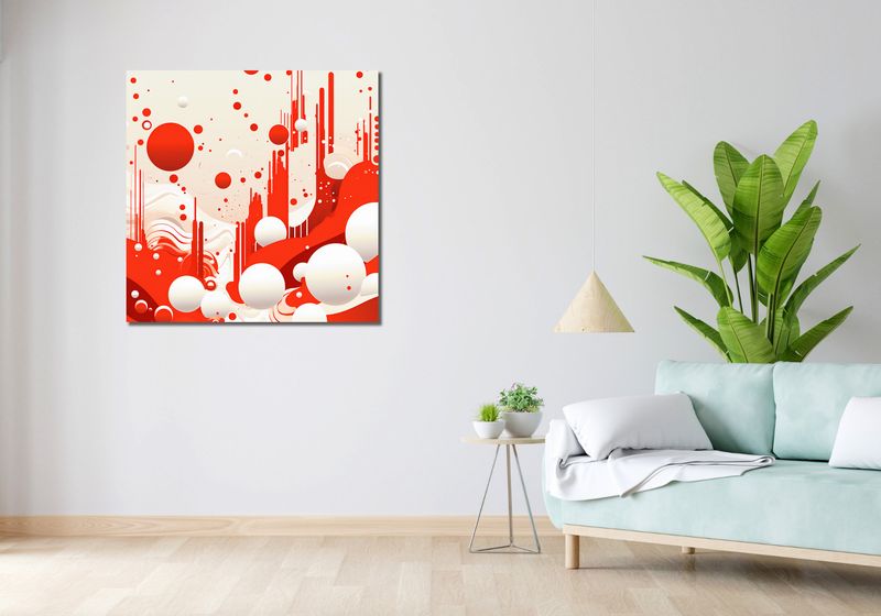 Obraz 90x90cm Krwiście Czerwone Wibracje zdjęcie 2