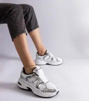 Biało-srebrne sneakersy sportowe Ena 39