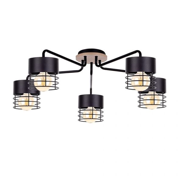 Lampa sufitowa 5xE27 CASA BLACK WOOD zdjęcie 1