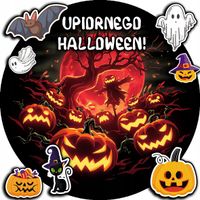 OPŁATEK NA TORT 20CM - HALLOWEEN DYNIA PAJĄKI + IMIĘ + ! 15CM 18CM